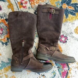 UGG Women's Thomsen Knee High Waterproof Riding Boot Size 7 Brown Leather